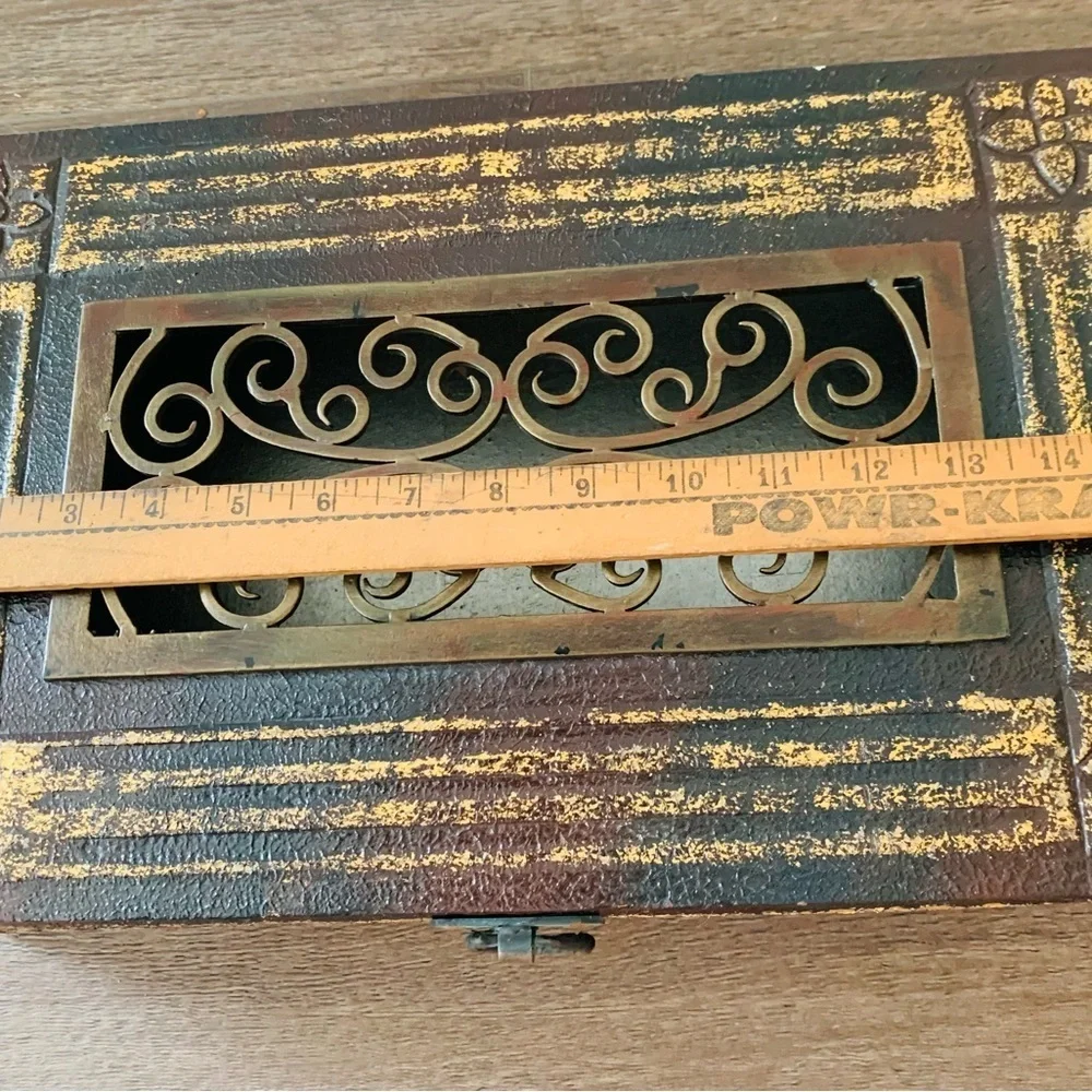 Wooden Jewelry Box with Metal ornaments